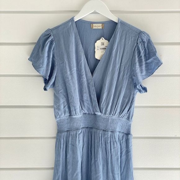 Altar’d State Avalina Ruffled Dress In Blue Sold Out In This Color Size Medium - Picture 4 of 11